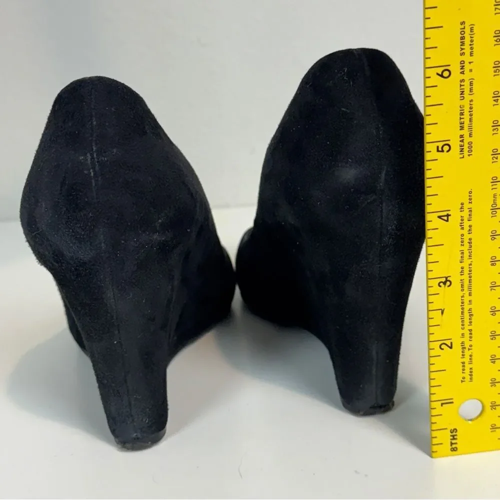 Via Spiga Black Suede Wedge Heels 10
